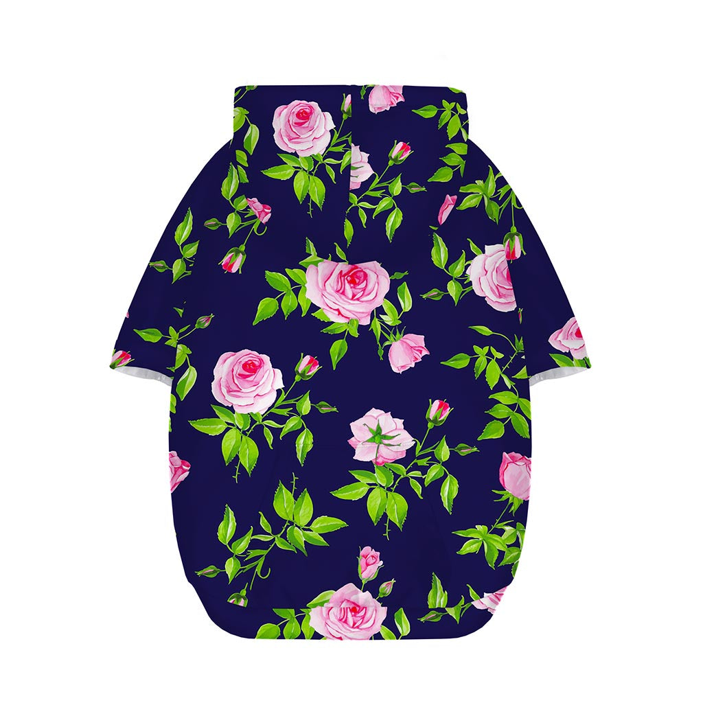 Pink Rose Floral Flower Pattern Print Dog Zip Up Hoodie