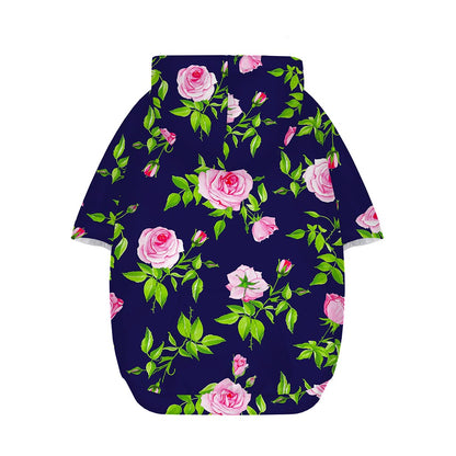 Pink Rose Floral Flower Pattern Print Dog Zip Up Hoodie