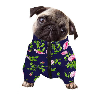 Pink Rose Floral Flower Pattern Print Dog Zip Up Jacket
