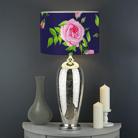 Pink Rose Floral Flower Pattern Print Drum Lamp Shade