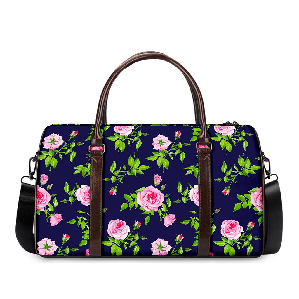 Pink Rose Floral Flower Pattern Print Duffle Bag