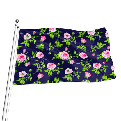 Pink Rose Floral Flower Pattern Print Flag