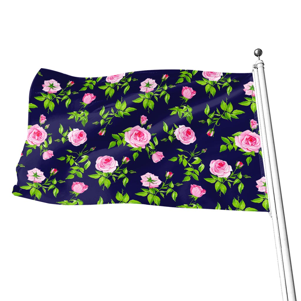 Pink Rose Floral Flower Pattern Print Flag
