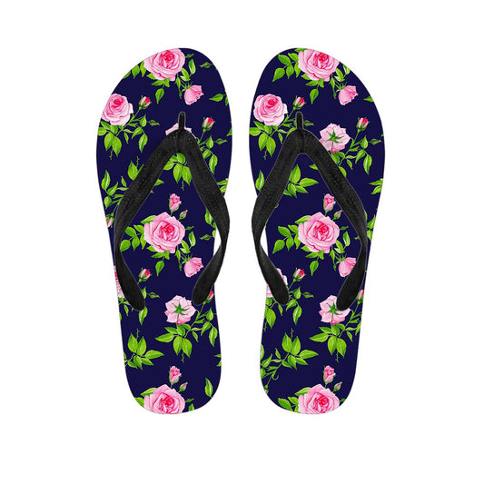 Pink Rose Floral Flower Pattern Print Flip Flops