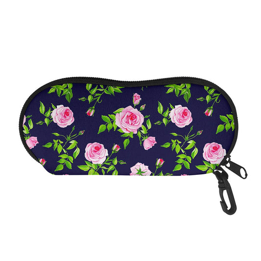 Pink Rose Floral Flower Pattern Print Glasses Case