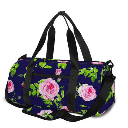 Pink Rose Floral Flower Pattern Print Gym Bag