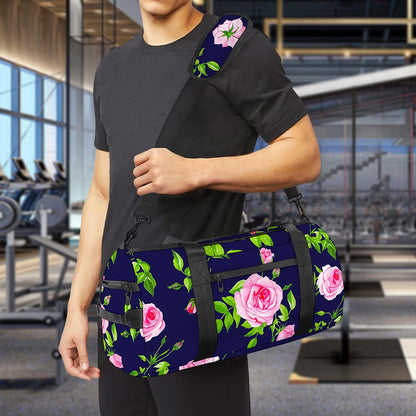 Pink Rose Floral Flower Pattern Print Gym Bag