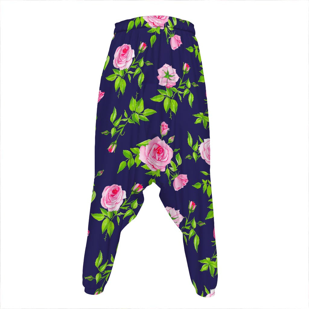 Pink Rose Floral Flower Pattern Print Hammer Pants