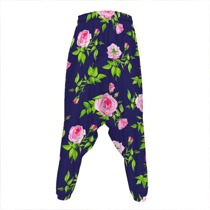 Pink Rose Floral Flower Pattern Print Hammer Pants