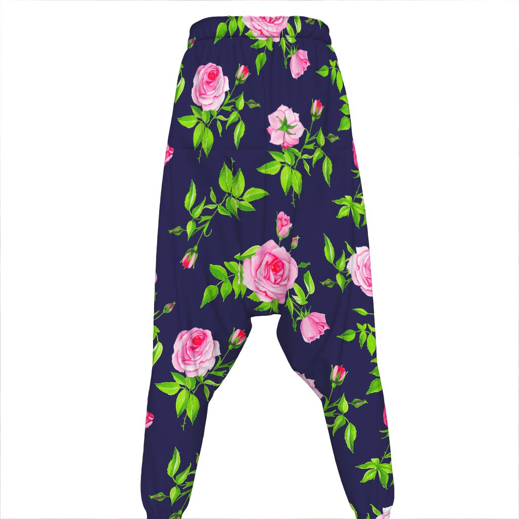 Pink Rose Floral Flower Pattern Print Hammer Pants