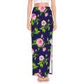 Pink Rose Floral Flower Pattern Print High Slit Maxi Skirt