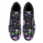 Pink Rose Floral Flower Pattern Print High Top Leather Sneakers