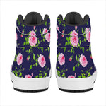 Pink Rose Floral Flower Pattern Print High Top Leather Sneakers