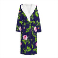 Pink Rose Floral Flower Pattern Print Hooded Bathrobe