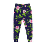 Pink Rose Floral Flower Pattern Print Jogger Pants