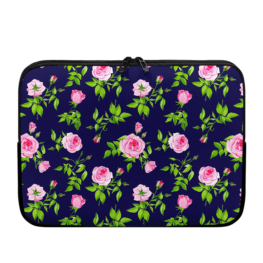 Pink Rose Floral Flower Pattern Print Laptop Sleeve