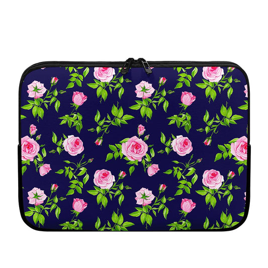 Pink Rose Floral Flower Pattern Print Laptop Sleeve