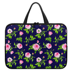 Pink Rose Floral Flower Pattern Print Laptop Sleeve With Handle