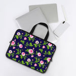 Pink Rose Floral Flower Pattern Print Laptop Sleeve With Handle