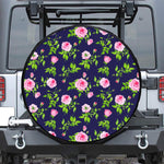 Pink Rose Floral Flower Pattern Print Leather Spare Tire Cover