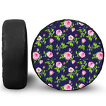 Pink Rose Floral Flower Pattern Print Leather Spare Tire Cover