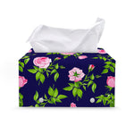 Pink Rose Floral Flower Pattern Print Leather Tissue Box Cover