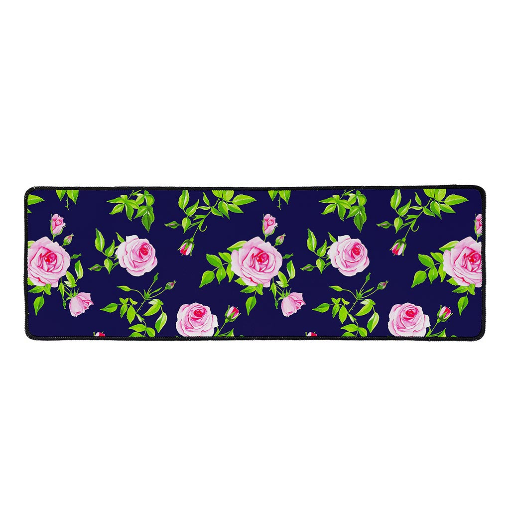 Pink Rose Floral Flower Pattern Print Long Kitchen Mat
