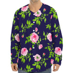 Pink Rose Floral Flower Pattern Print Long Sleeve Baseball Jersey