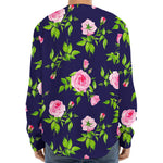 Pink Rose Floral Flower Pattern Print Long Sleeve Baseball Jersey