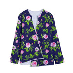 Pink Rose Floral Flower Pattern Print Long Sleeve Short Coat