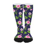 Pink Rose Floral Flower Pattern Print Long Socks