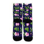 Pink Rose Floral Flower Pattern Print Long Socks