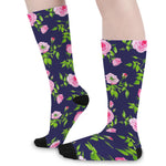 Pink Rose Floral Flower Pattern Print Long Socks