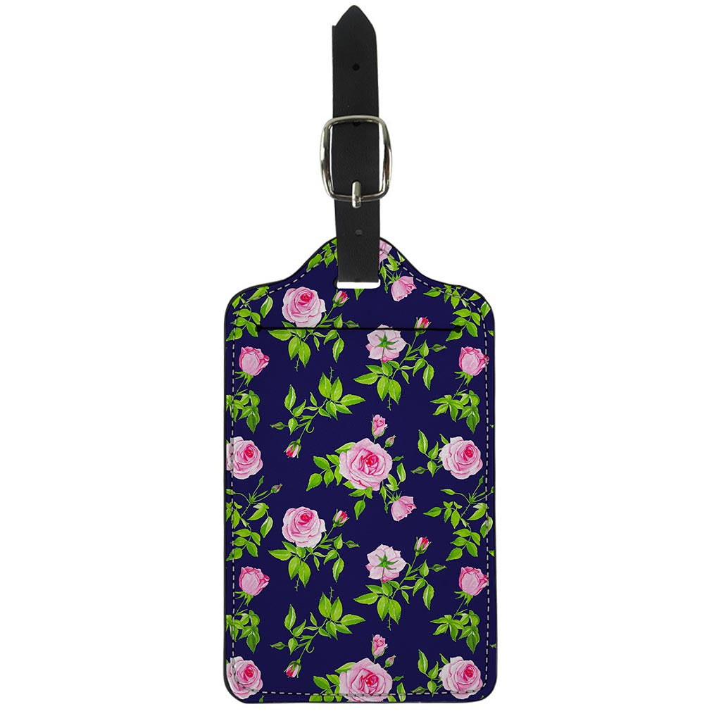 Pink Rose Floral Flower Pattern Print Luggage Tag