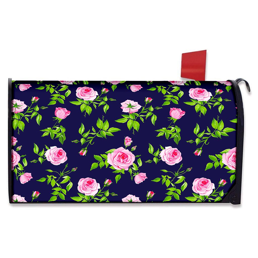 Pink Rose Floral Flower Pattern Print Mailbox Cover