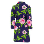 Pink Rose Floral Flower Pattern Print Men's Bathrobe