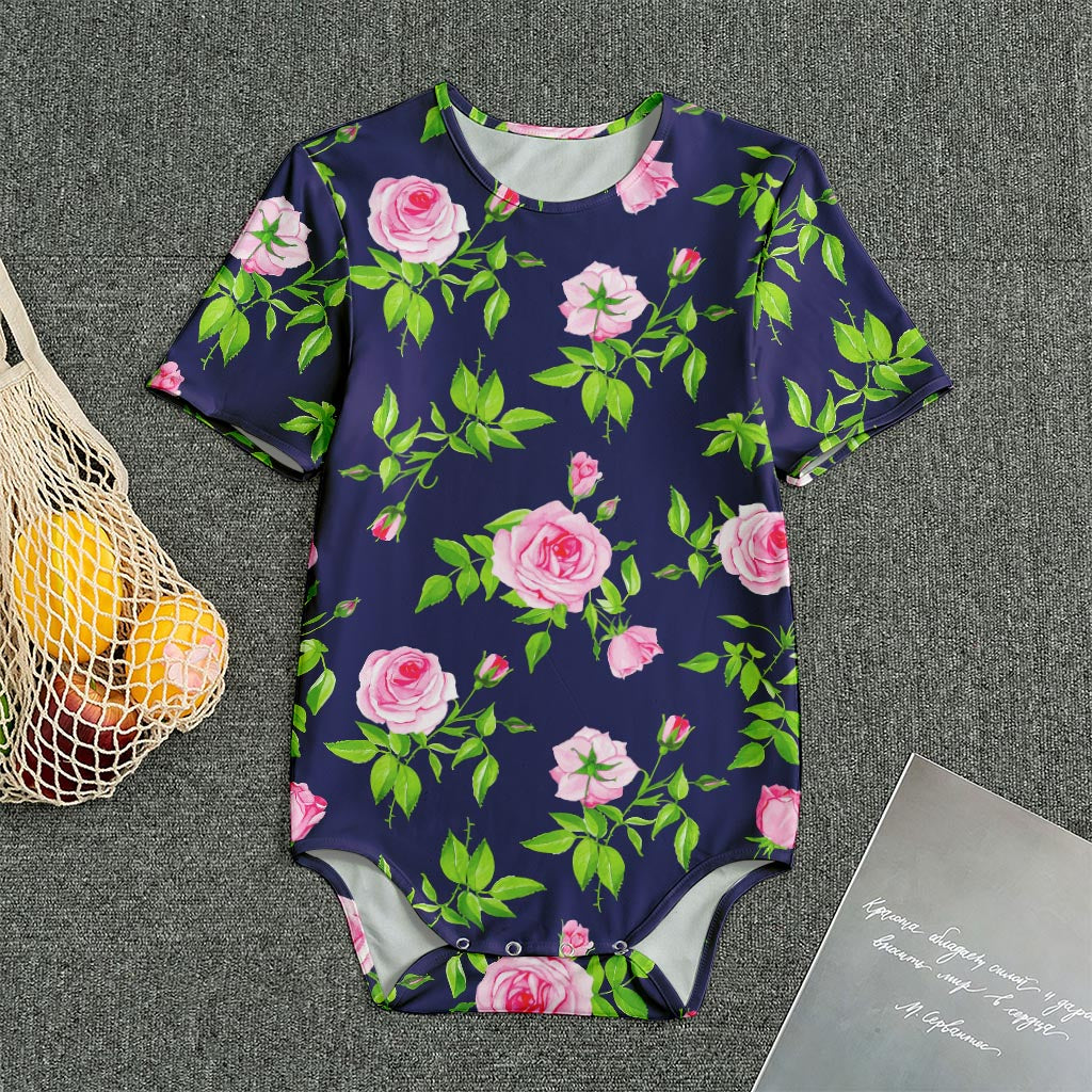 Pink Rose Floral Flower Pattern Print Men's Bodysuit