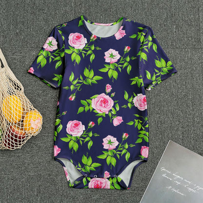 Pink Rose Floral Flower Pattern Print Men's Bodysuit