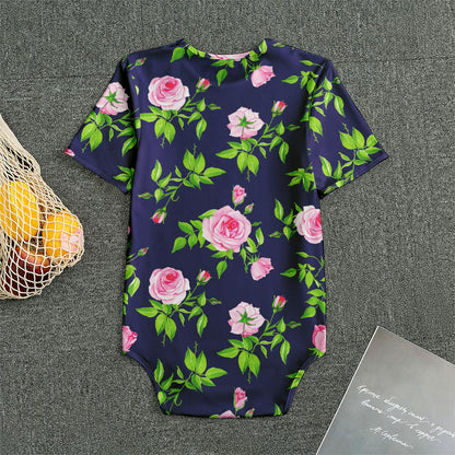 Pink Rose Floral Flower Pattern Print Men's Bodysuit