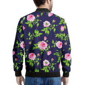 Pink Rose Floral Flower Pattern Print Men's Bomber Jacket