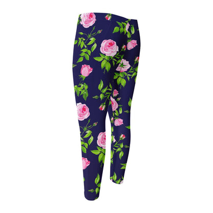 Pink Rose Floral Flower Pattern Print Men's Compression Pants