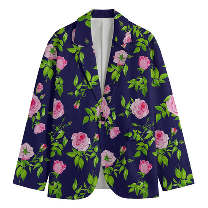 Pink Rose Floral Flower Pattern Print Men's Cotton Blazer