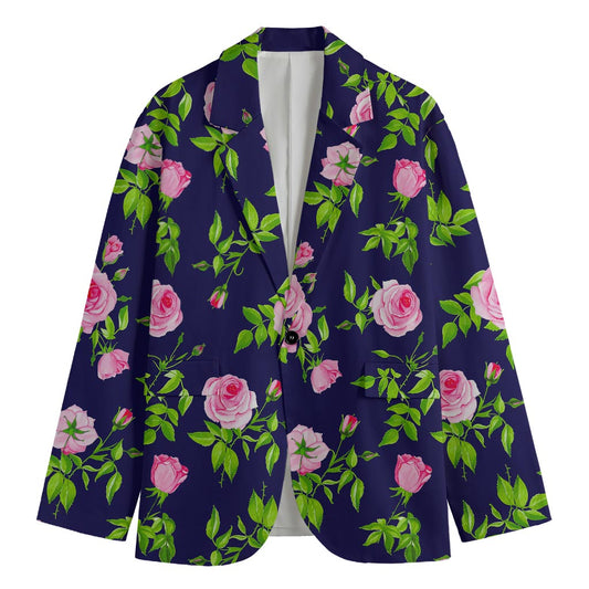 Pink Rose Floral Flower Pattern Print Men's Cotton Blazer