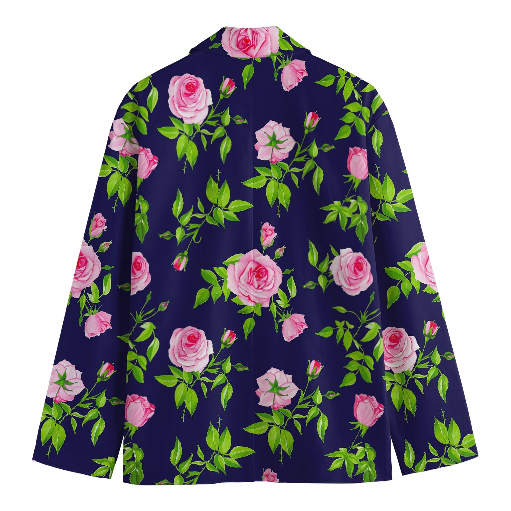 Pink Rose Floral Flower Pattern Print Men's Cotton Blazer
