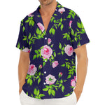 Pink Rose Floral Flower Pattern Print Men's Deep V-Neck Shirt