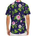 Pink Rose Floral Flower Pattern Print Men's Deep V-Neck Shirt