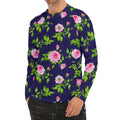 Pink Rose Floral Flower Pattern Print Men's Long Sleeve Rash Guard