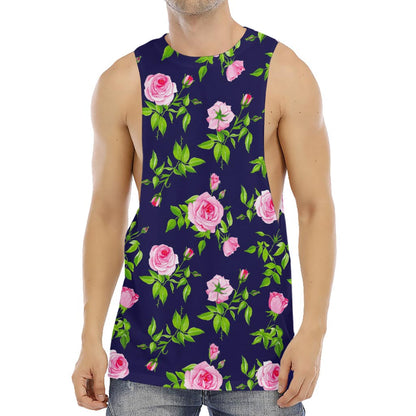 Pink Rose Floral Flower Pattern Print Men's Muscle Tank Top