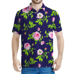 Pink Rose Floral Flower Pattern Print Men's Polo Shirt