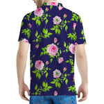 Pink Rose Floral Flower Pattern Print Men's Polo Shirt